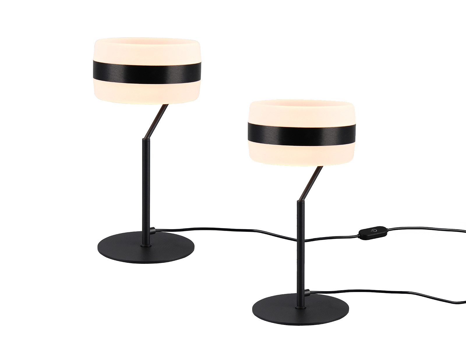 TRIO Leuchten LED Nachttischlampe, Dimmfunktion Lichttemperatur einstellbar, LED fest integriert, Warmweiß, Neutralweiß, 2er Set funktionale Designer Tischlampen dimmbar, Höhe 30cm