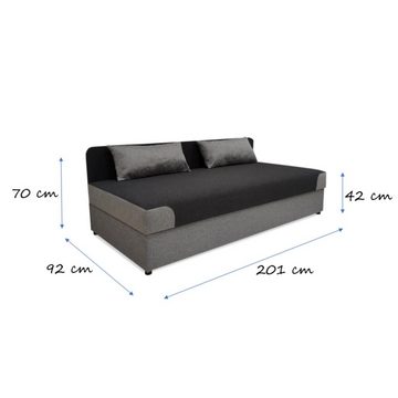 Beautysofa Schlafsofa Nelson, 90 x 200 cm Einzelsofa aus Struktur-Bezug, mit Relaxfunktion, mit Bettkasten, links oder rechts