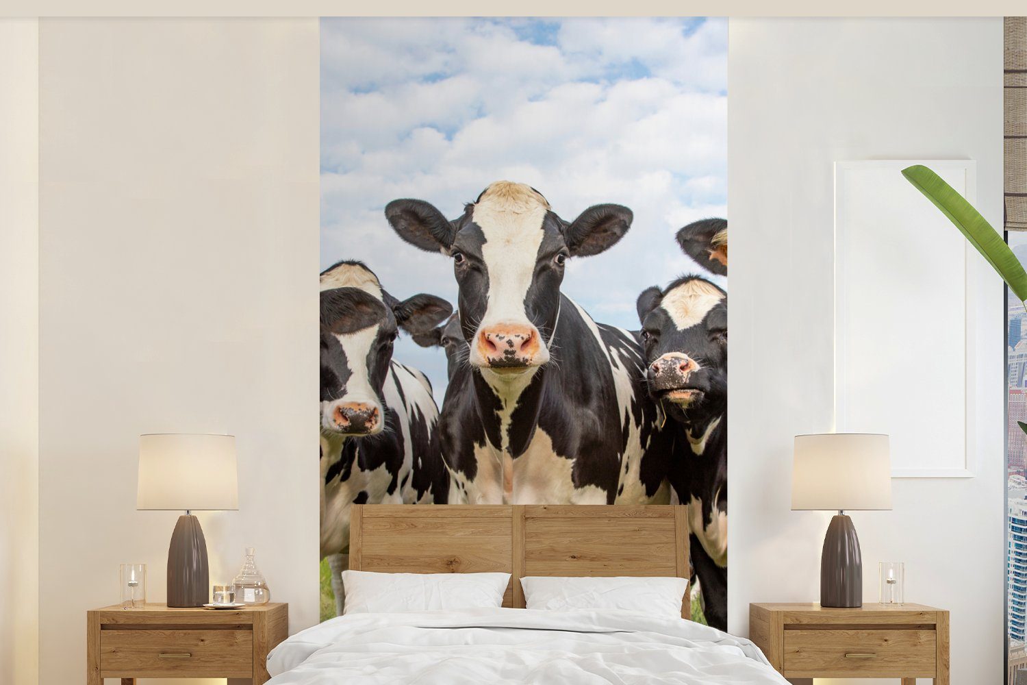 Wohnzimmer bedruckt, Weide für Fototapete Schlafzimmer St), - Gras, MuchoWow (2 Küche, Tiere Matt, Vliestapete Fototapete Kühe - - - Natur