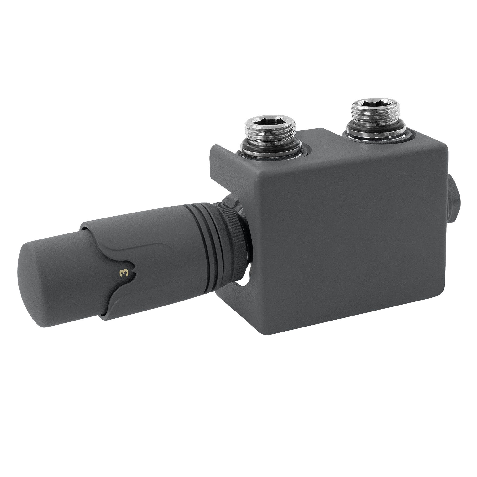 LuxeBath Heizkörperthermostat Ventil-Armaturen Multiblock Mittelanschluss Anschlussgarnitur, Thermostatventil Universal Eck-Durchgangsform inkl. Thermostatkopf