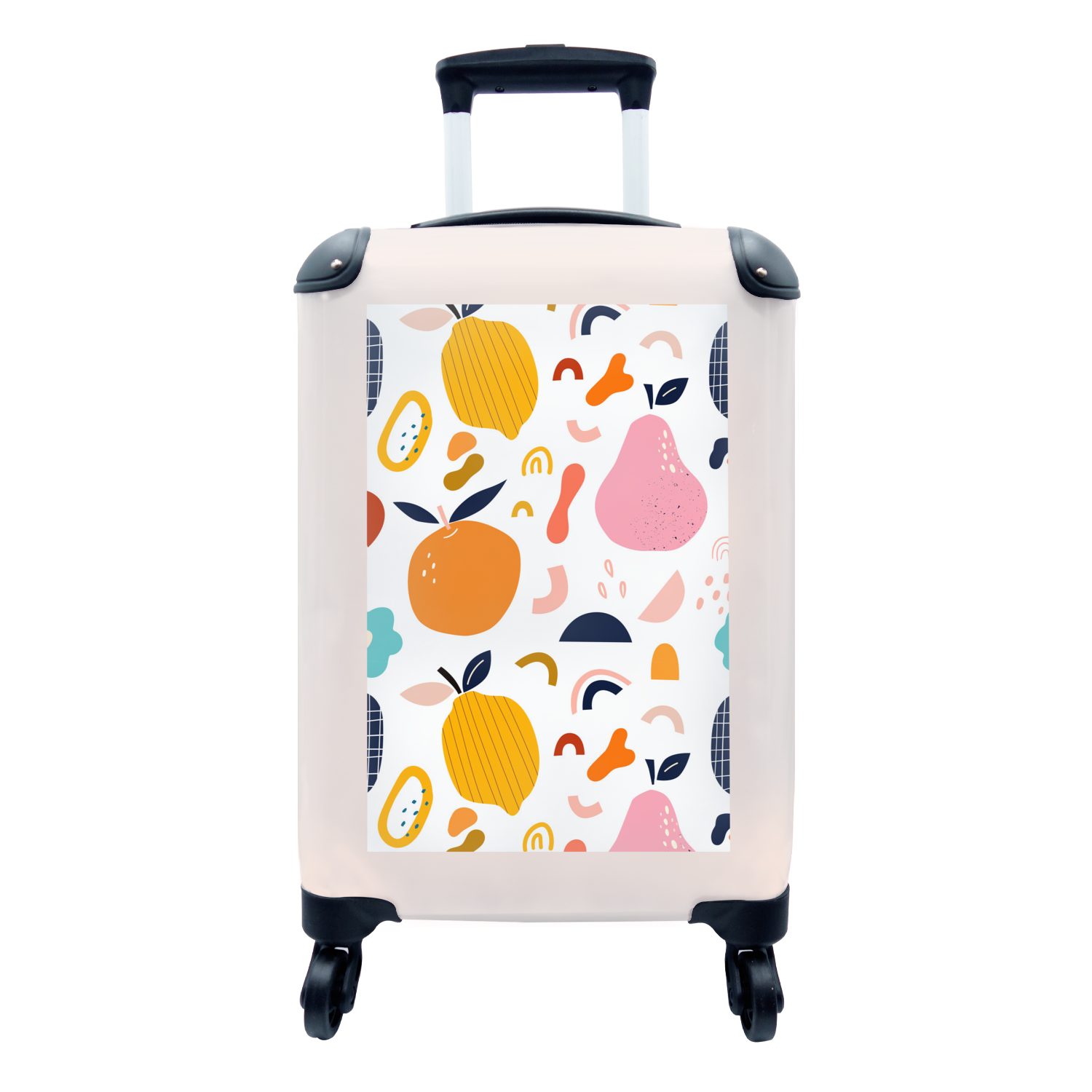 MuchoWow Handgepäckkoffer Obst - Reisekoffer Birne Reisetasche Trolley, Pastell - 4 Rollen, Handgepäck rollen, - für - Lebensmittel, Apfel Ferien, mit
