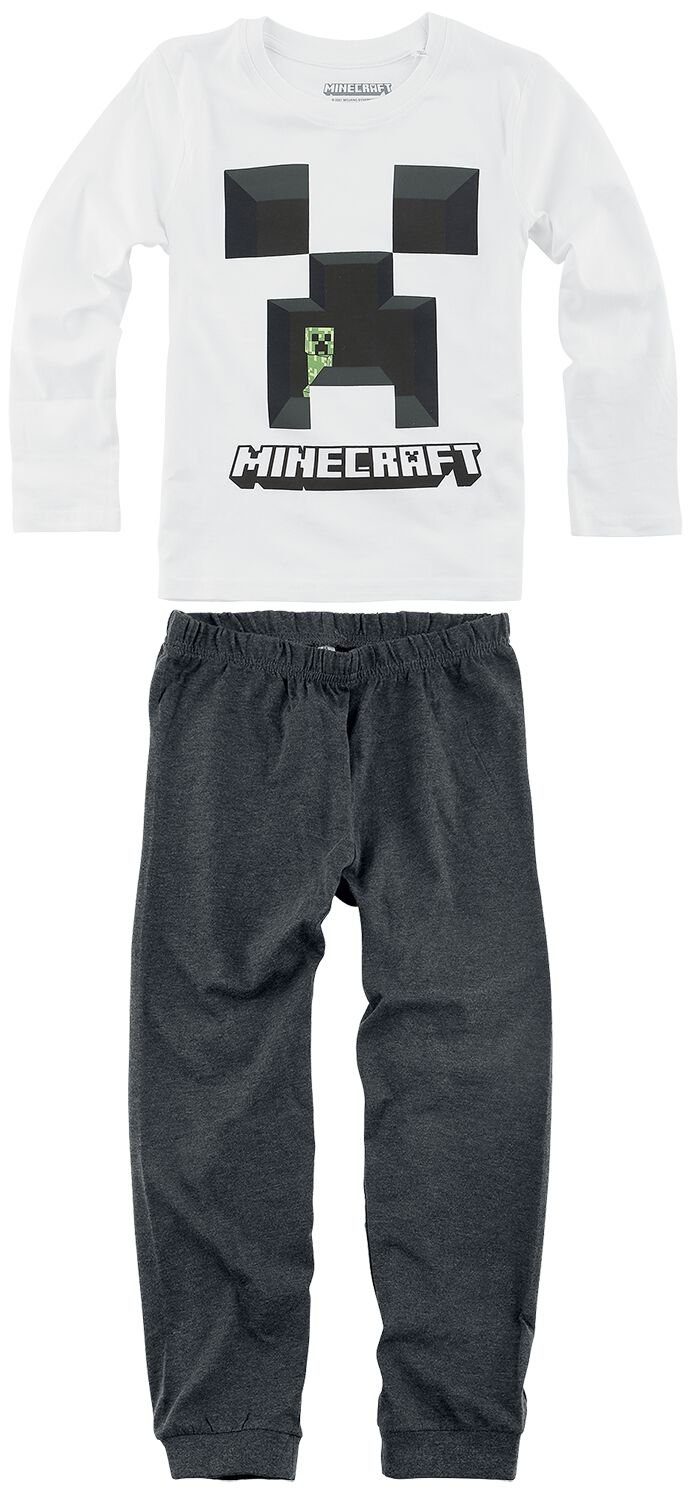 Jahre Minecraft Schlafanzug Pijama Jungen Mädchen PYJAMA Hose) (Oberteil 6 Gr.128 9 8 Pyjama langer für und 7 MINECRAFT Kinder + 10