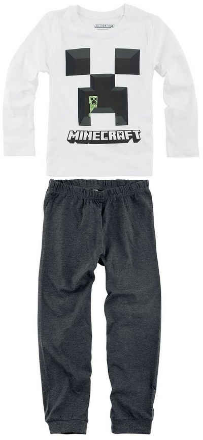 Minecraft Pyjama »MINECRAFT PYJAMA Kinder Schlafanzug für Jungen und Mädchen 6 7 8 9 10 Jahre langer Pijama Gr.128« (Oberteil + Hose)