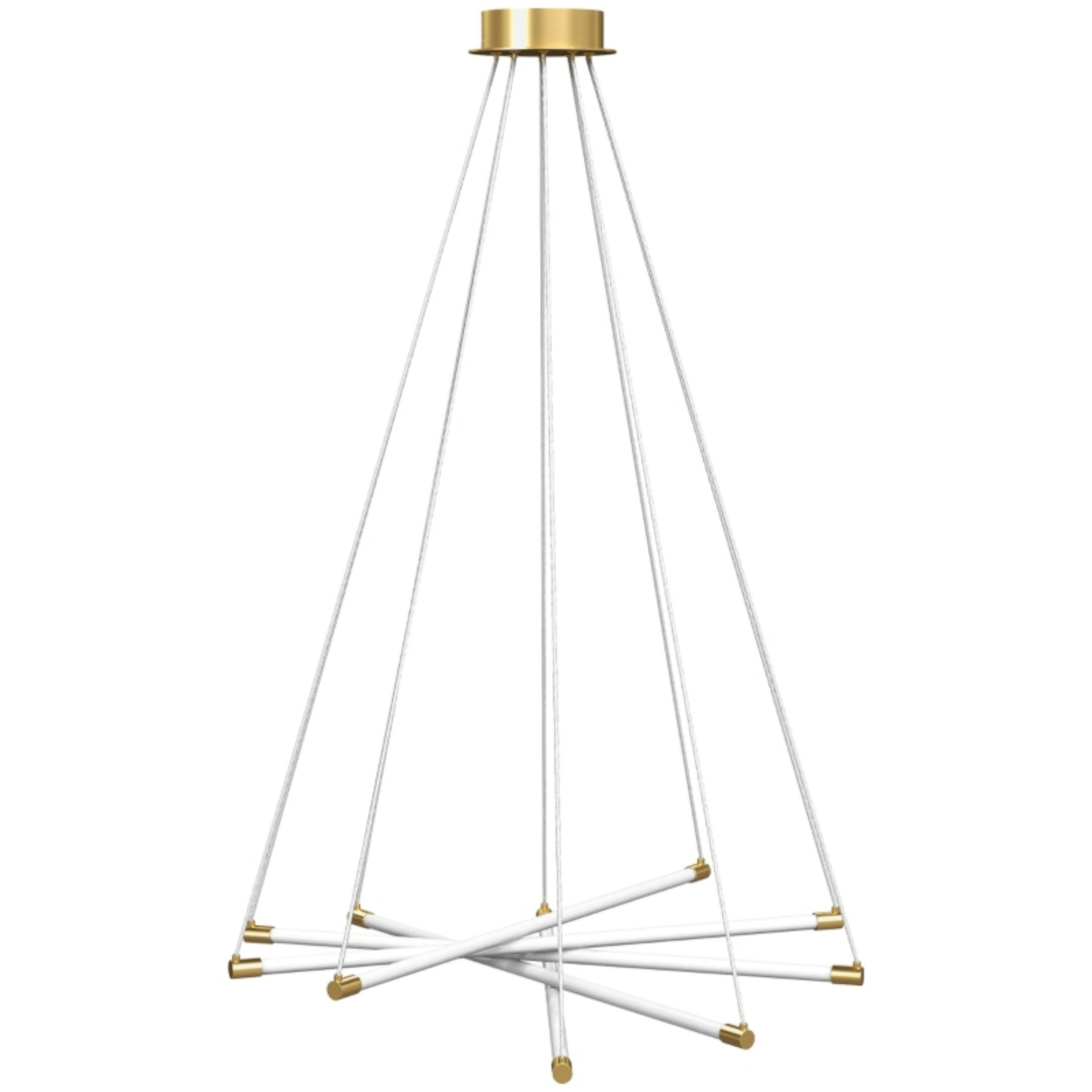 Blossom LED Deckenleuchte Deckenlampe 50 W mit 5 verstellbaren Lichtrohren, höhenverstellbar, 5800 lm, 3500 K, Gold-Weiß, für Wohnzimmer Esszimmer Küche