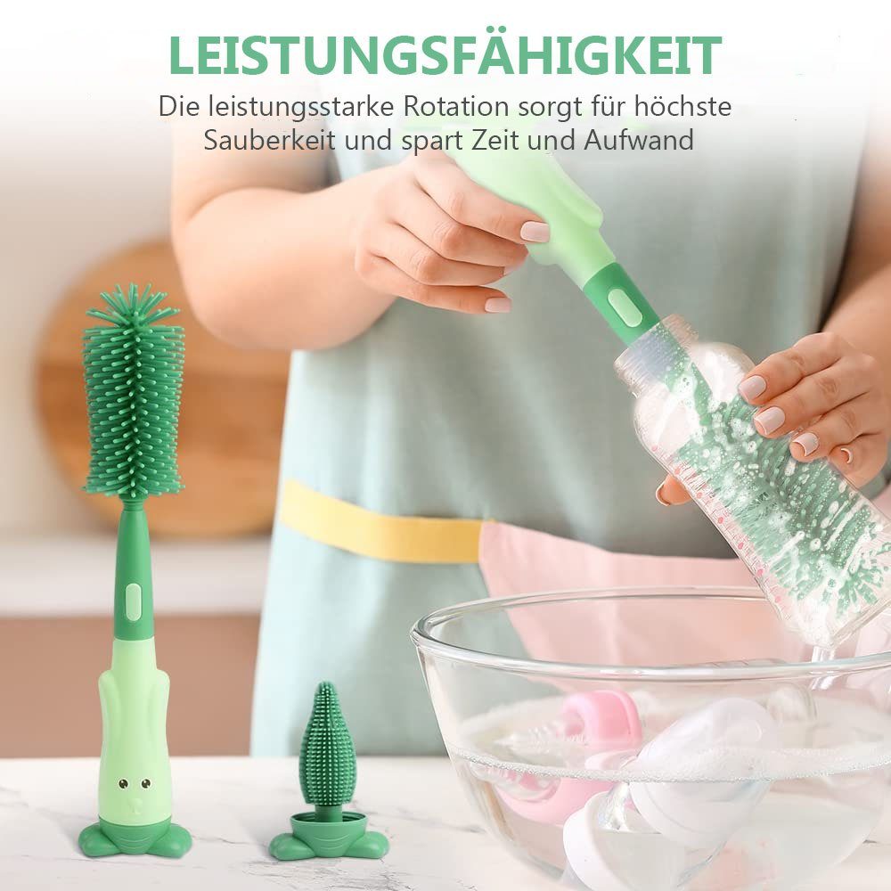 Reinigungsbürsten-Set Grün Aufbewahrungsständer Babyflaschenbürsten-Set TUABUR mit