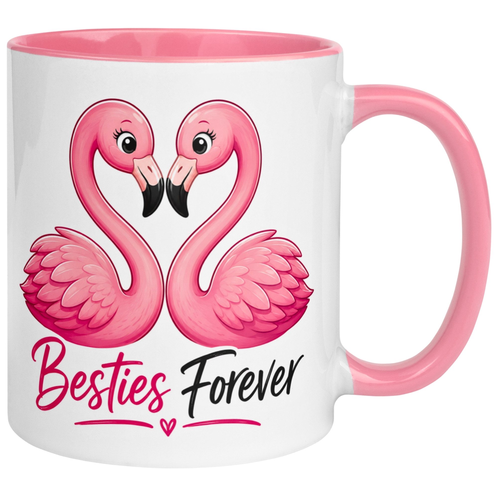 Momentals Tasse Freundschaft – „Flamingo - Besties forever“ – Geschenk Beste Freundin, Gratis Versand · Links-&Rechtshänder · Spülmaschinenfest