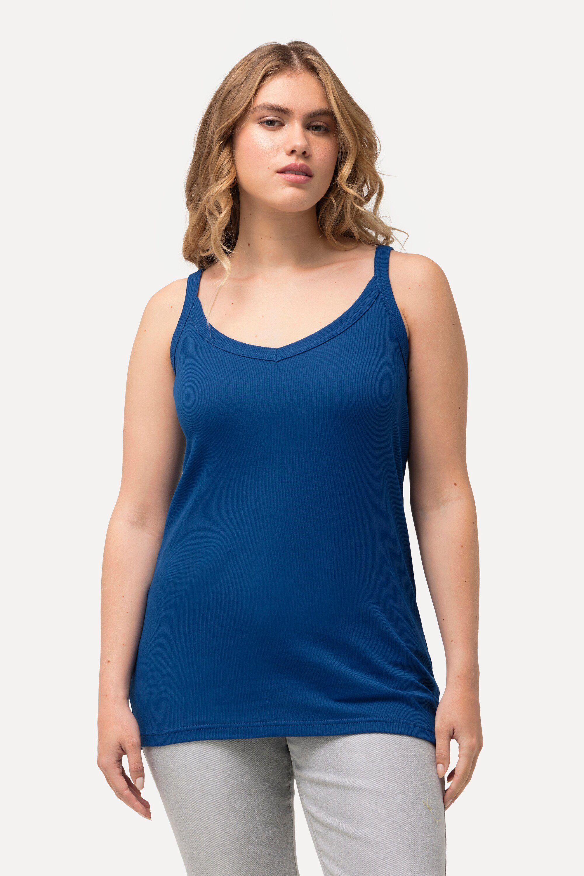 Ulla Popken Longtop Ripptop Slim V-Ausschnitt günstig online kaufen
