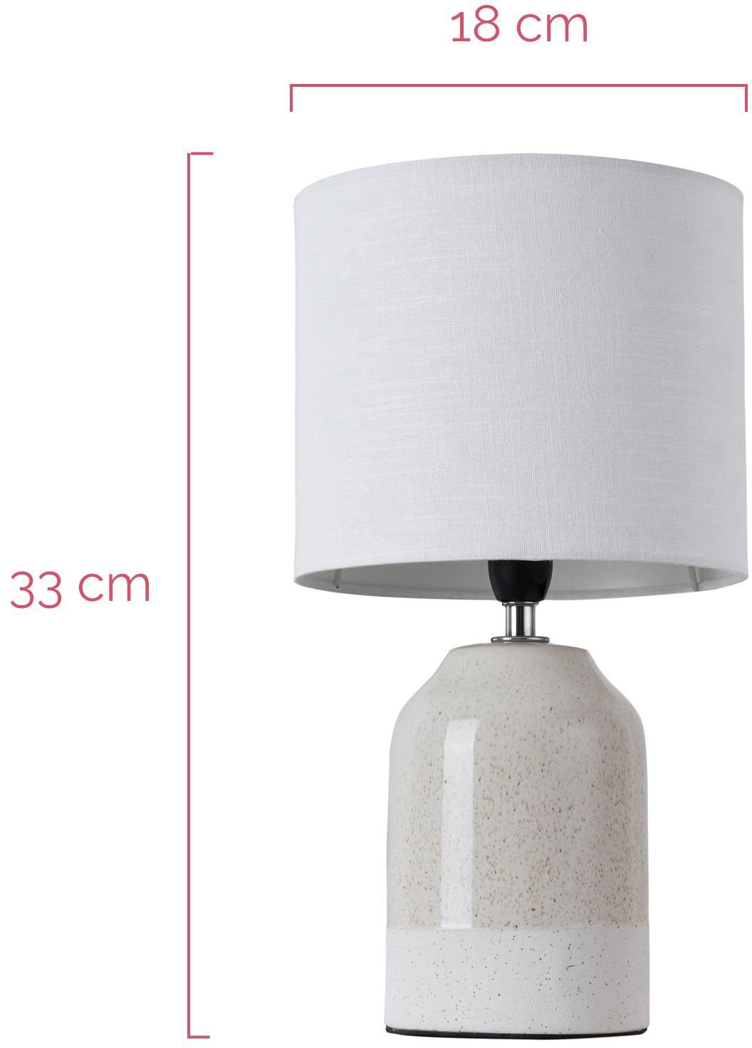 Pauleen LED Tischleuchte Sandy Glow, Weiß, E14, Warmweiß, dimmbar, wechselbar, Stoffschirm Keramik, Beige, 3step Leuchtmittel