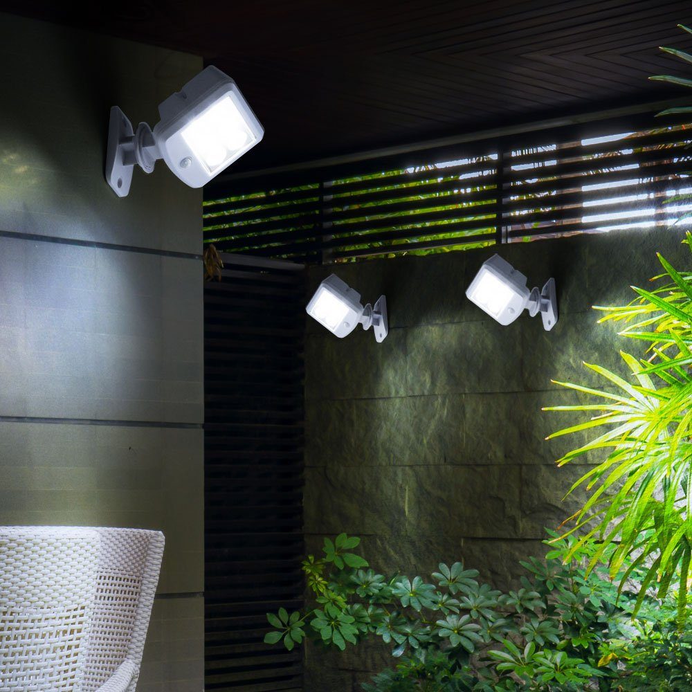etc-shop LED Solarleuchte, LED-Leuchtmittel fest Solarlampen Kaltweiß, mit Bewegungsmelder verbaut, für Außen Lampen Tageslichtweiß, Solar