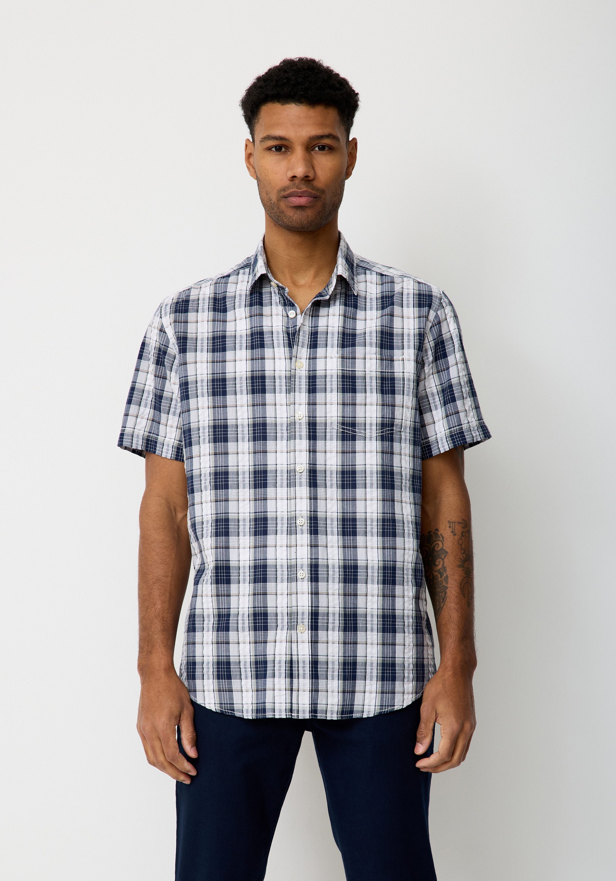 Paddock's Kurzarmhemd Shirt, short sleeve Kariertes Hemd aus reiner Baumwolle mit Brusttasche