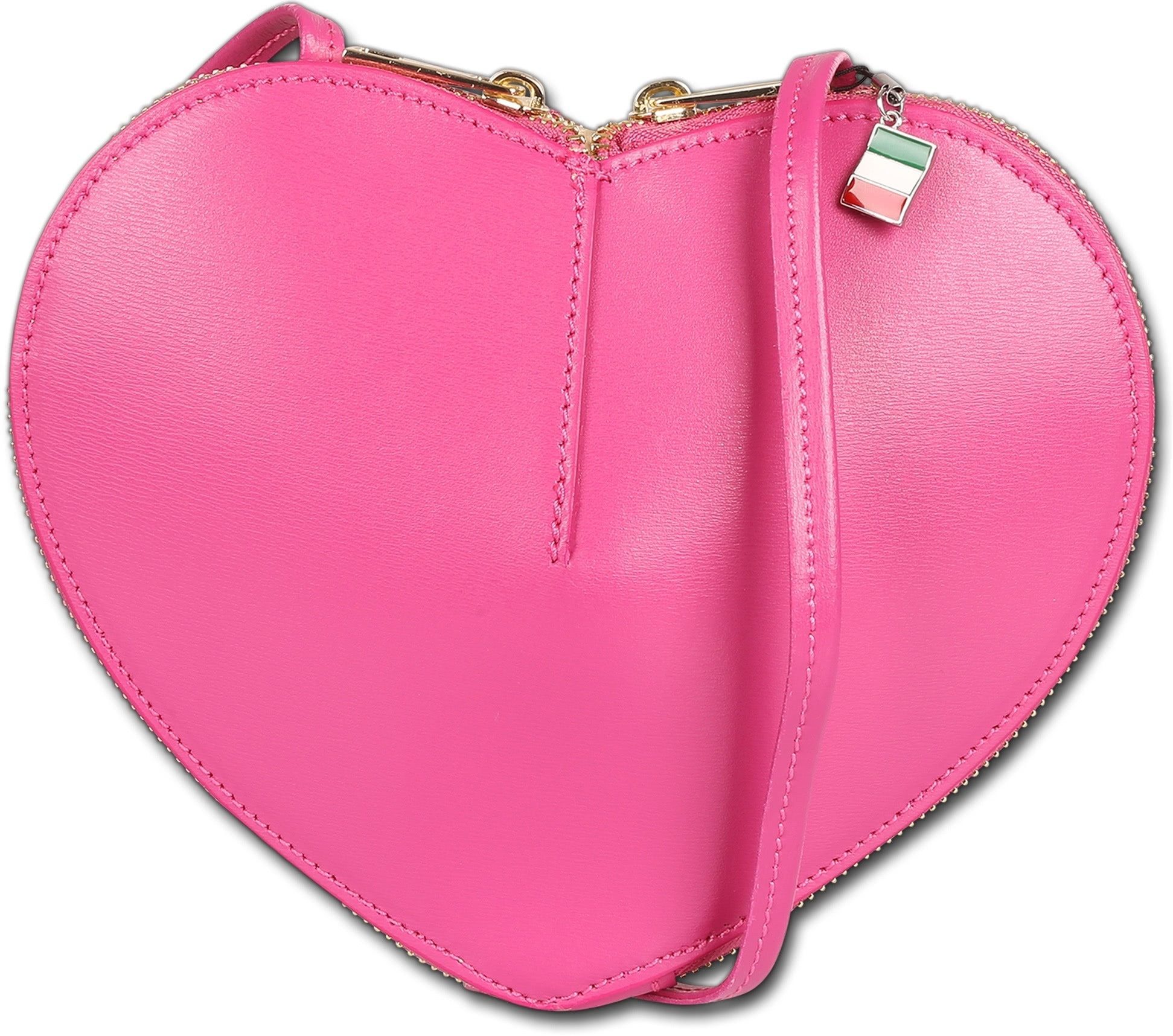 FLORENCE Umhängetasche Florence Damen Umhängetasche Leder Herz (Umhängetasche, Umhängetasche), Damen Tasche Echtes Leder pink, Herz, Made-In Italy