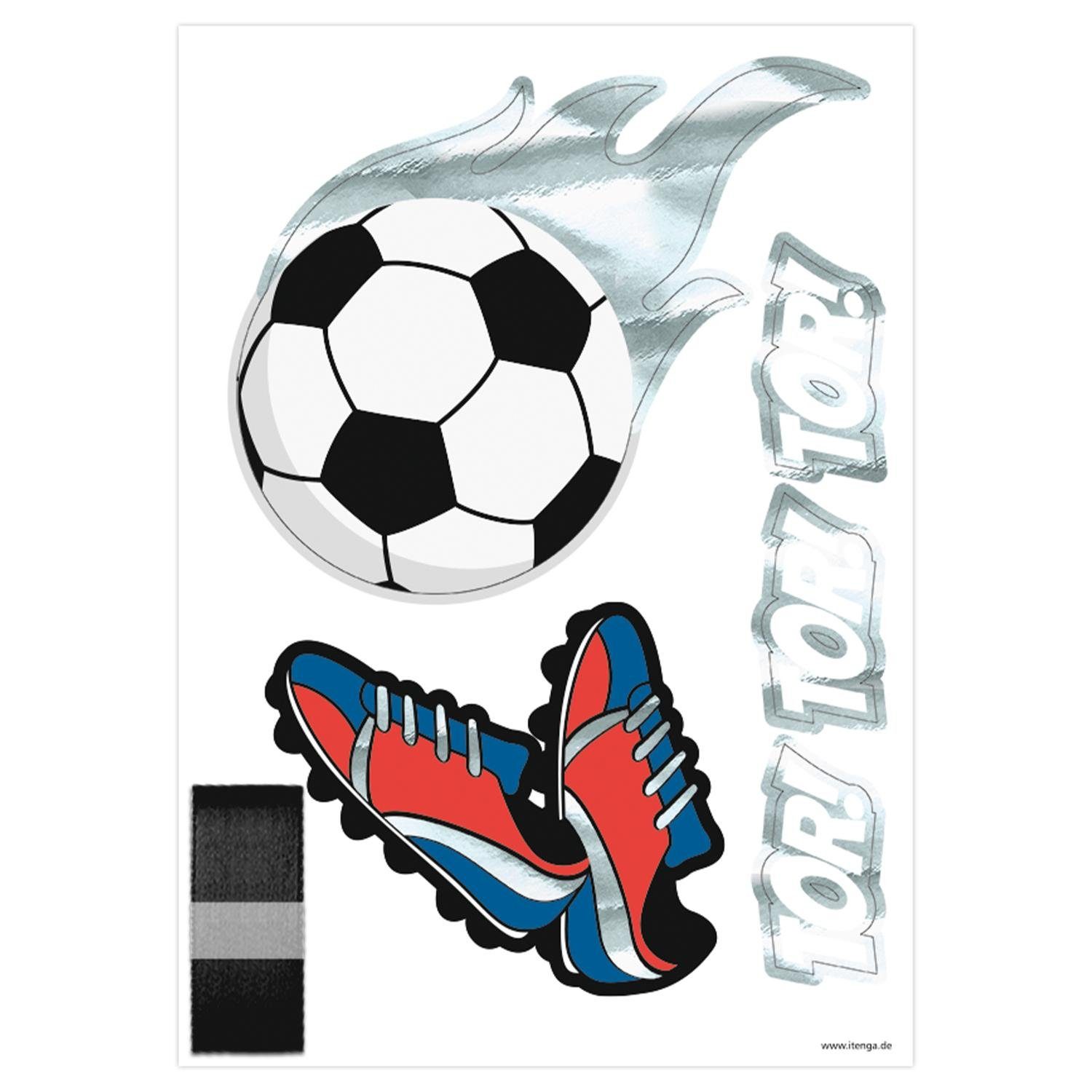 itenga Schultüte itenga DEKO-SET FUSSBALL blau rot mit Bastel SCHULTÜTE 85 cm sechsecki – Bild 4 von 4