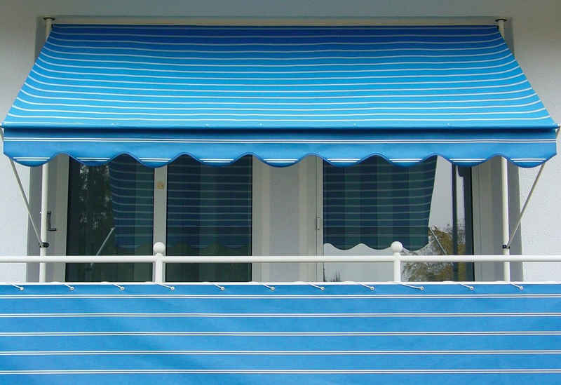 Angerer Freizeitmöbel Klemmmarkise blau-weiß, Ausfall: 150 cm, versch. Breiten