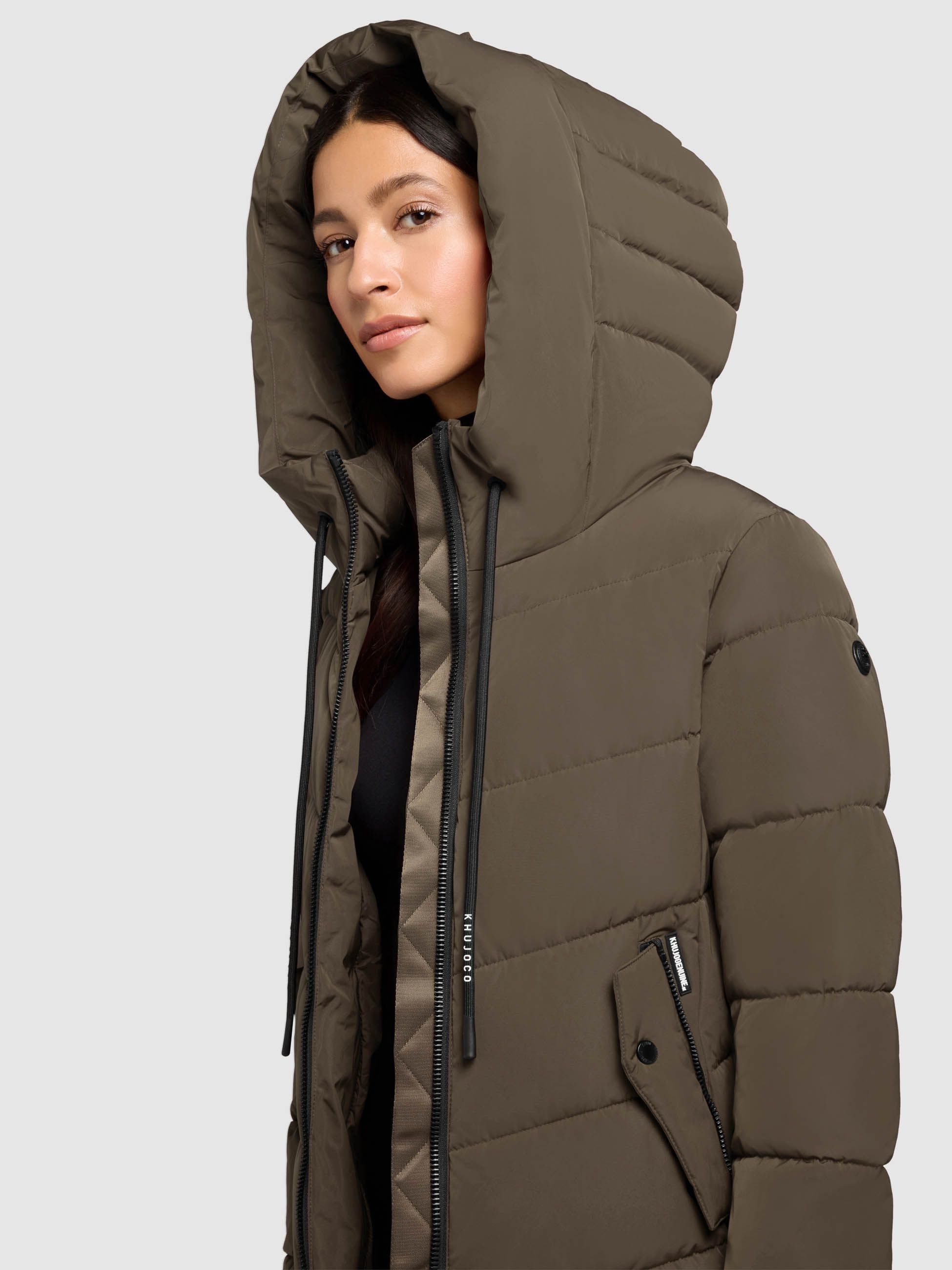 khujo Winterjacke MIKIA2 Steppmantel, große Kapuze, Fleecefutter