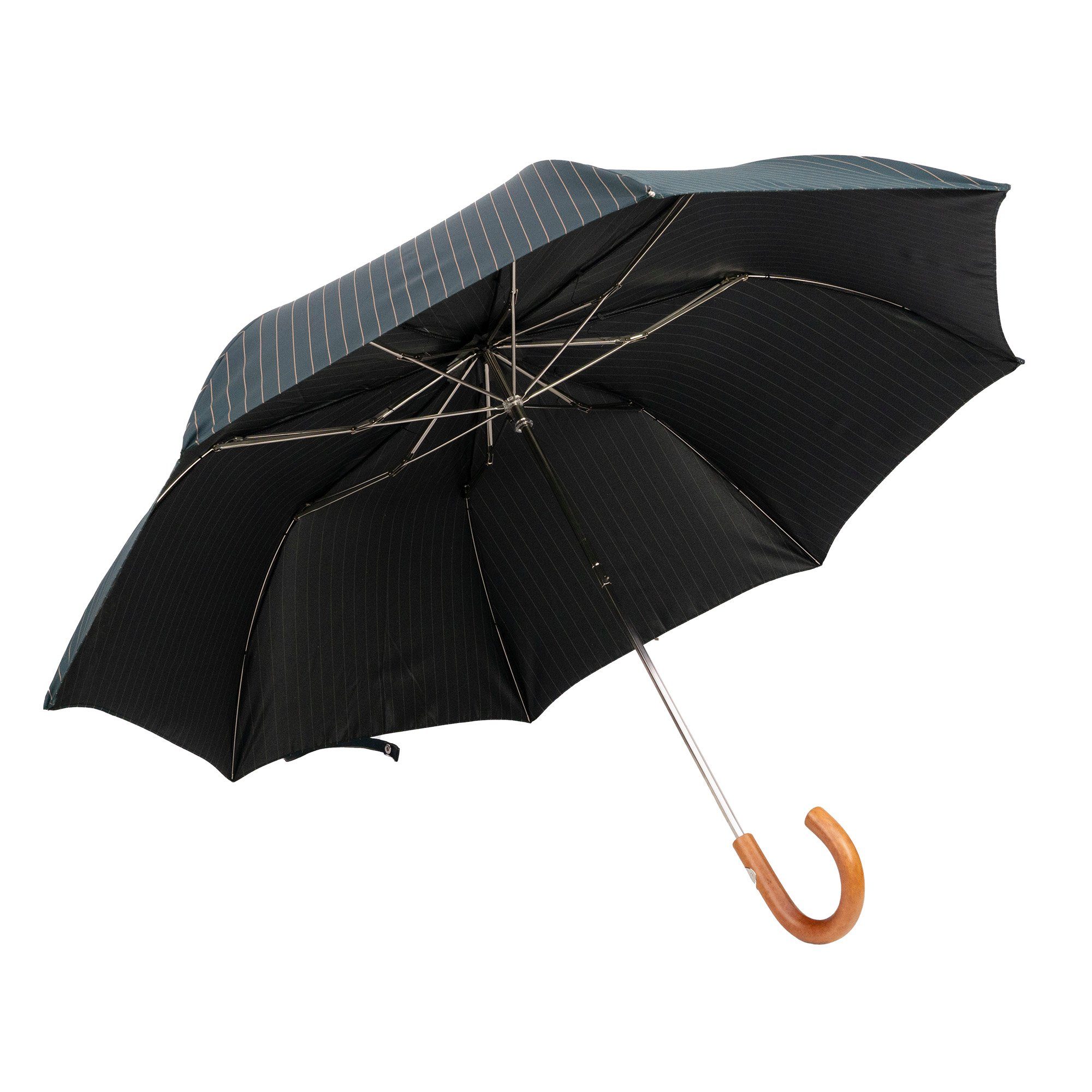Francesco Maglia Taschenregenschirm, Luxus-Regenschirm, Holzgriff, Handgefertigt in Italien