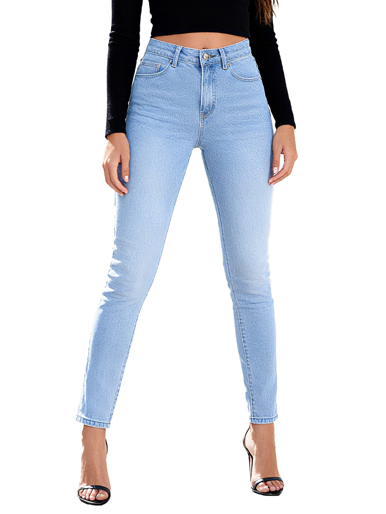 Beluring Stretch-Jeans Damen Straight Leg Jeans alltagstauglich Stretch-Jeans Regular Jeans High Waist Straight Fit Jeans Damen Regular Hose bis Übergröße