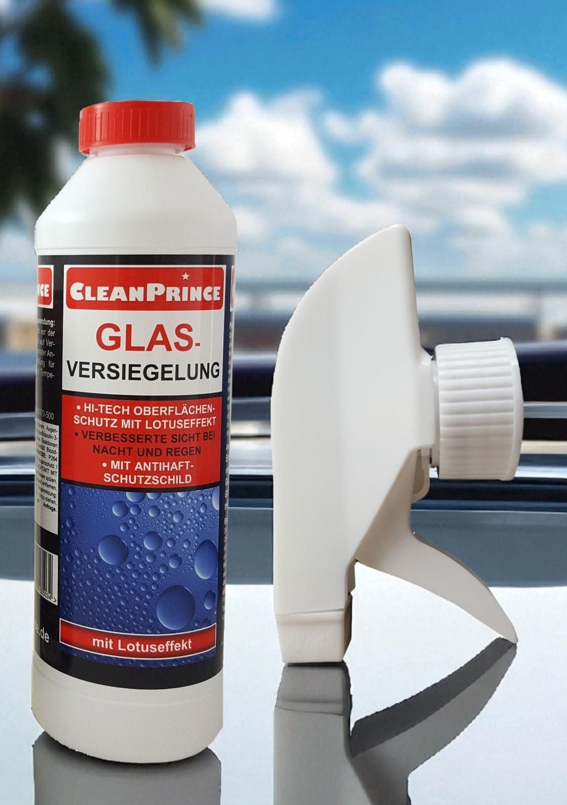 CleanPrince Glas-Versiegelung mit Lotuseffekt Scheibenversiegelung, Made in Germany