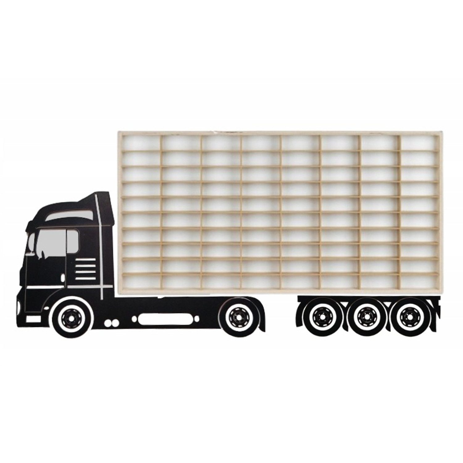 ART TWIST HOME Wandregal Modellauto Display-Regal 80 Fächer 1:64 Autos Holz 78x40cm Wand, Sammelvitrine TIR Schwarz Setzkasten Aufbewahrung Kinderzimmer