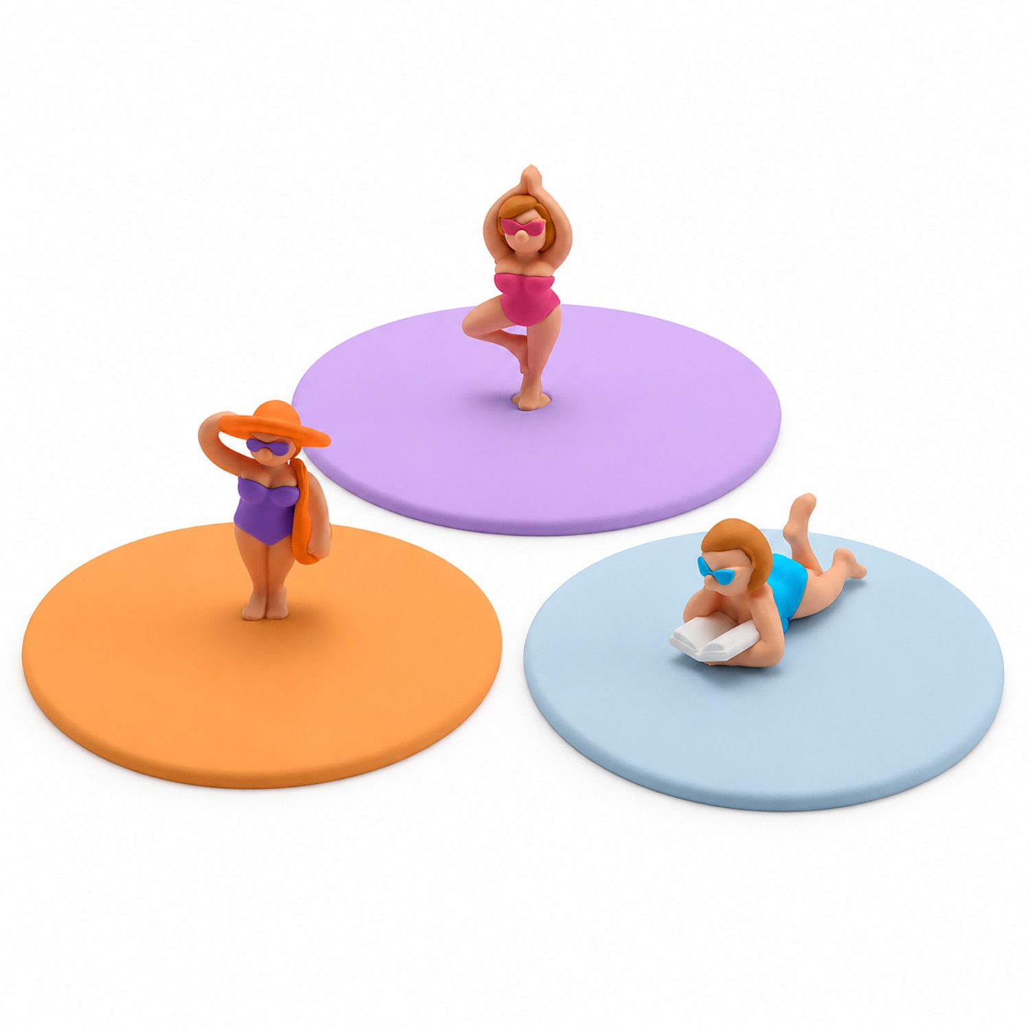 Lurch Glas Sommerdeckel Beach Girls 3er Set Glasabdeckung, Silikon