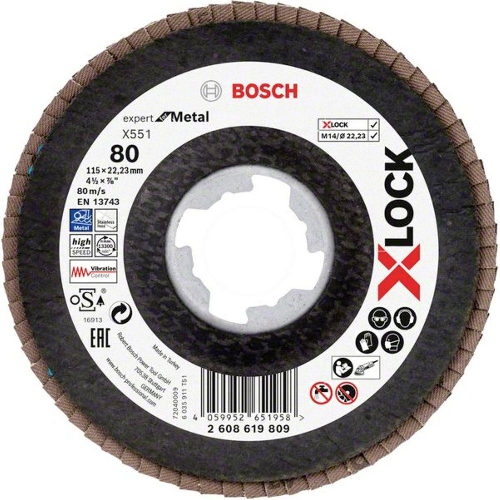 Bosch Professional Schleifscheibe Bosch Accessories 2608619809 X551 Fächerschleifscheibe Durchmesser 115