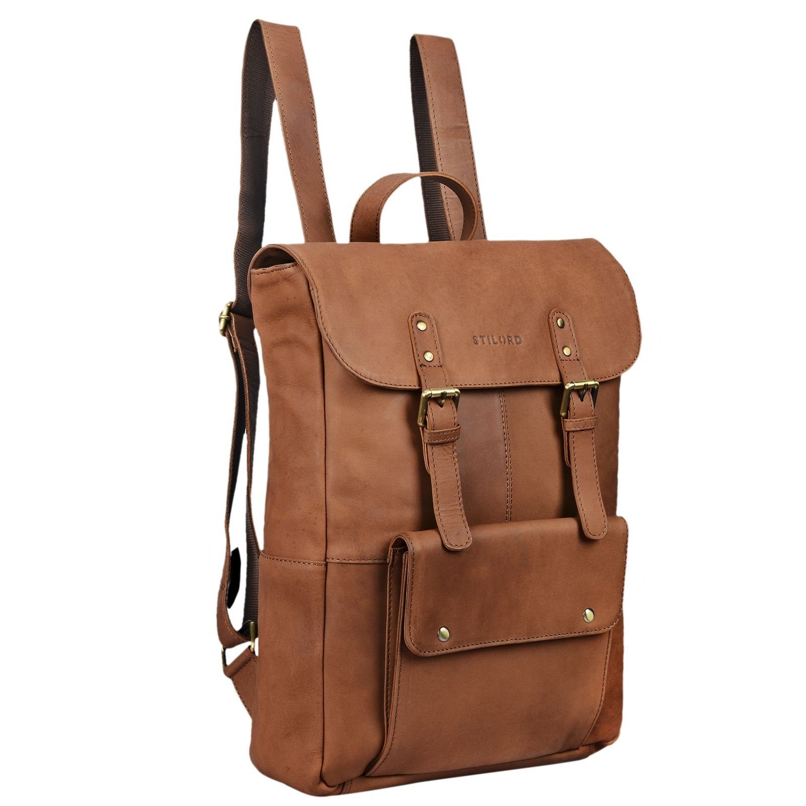 STILORD Notebook-Rucksack "Manila" Vintage Leder Rucksack Damen Herren sattel - braun | Businesstaschen