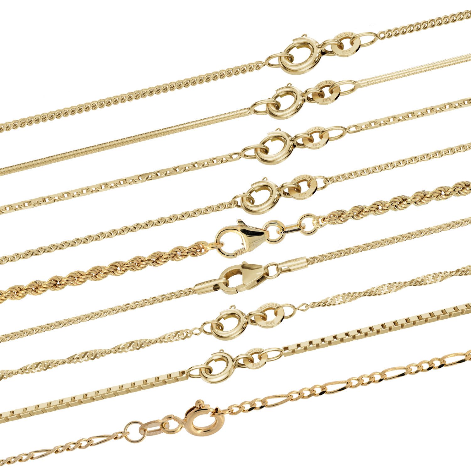 HOPLO Goldkette Goldkette Ankerkette Halskette Breite 0,8 mm 36 cm 333 - 8 Karat Gold, Made in Germany