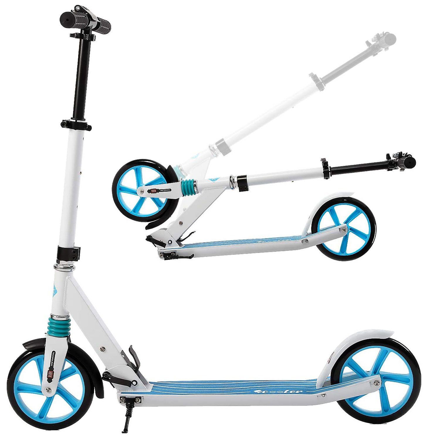 ISE Cityroller ISE Scooter aus  Aluminium,Fußbremse,Höhenverstellbar,Klappbar,200 mm großes PU-Rad,  ABEC-9-Kugellager, City-Roller, bis 100 kg, SY-AS1003