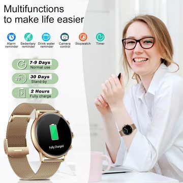 Fsdibst Damen's Telefonfunktion IP67 wasserdicht Fitness-Tracker Smartwatch (1,43 Zoll, Android/iOS), mit Puls Schlafmonitor Schrittzähler SpO2 Menstruationszyklus