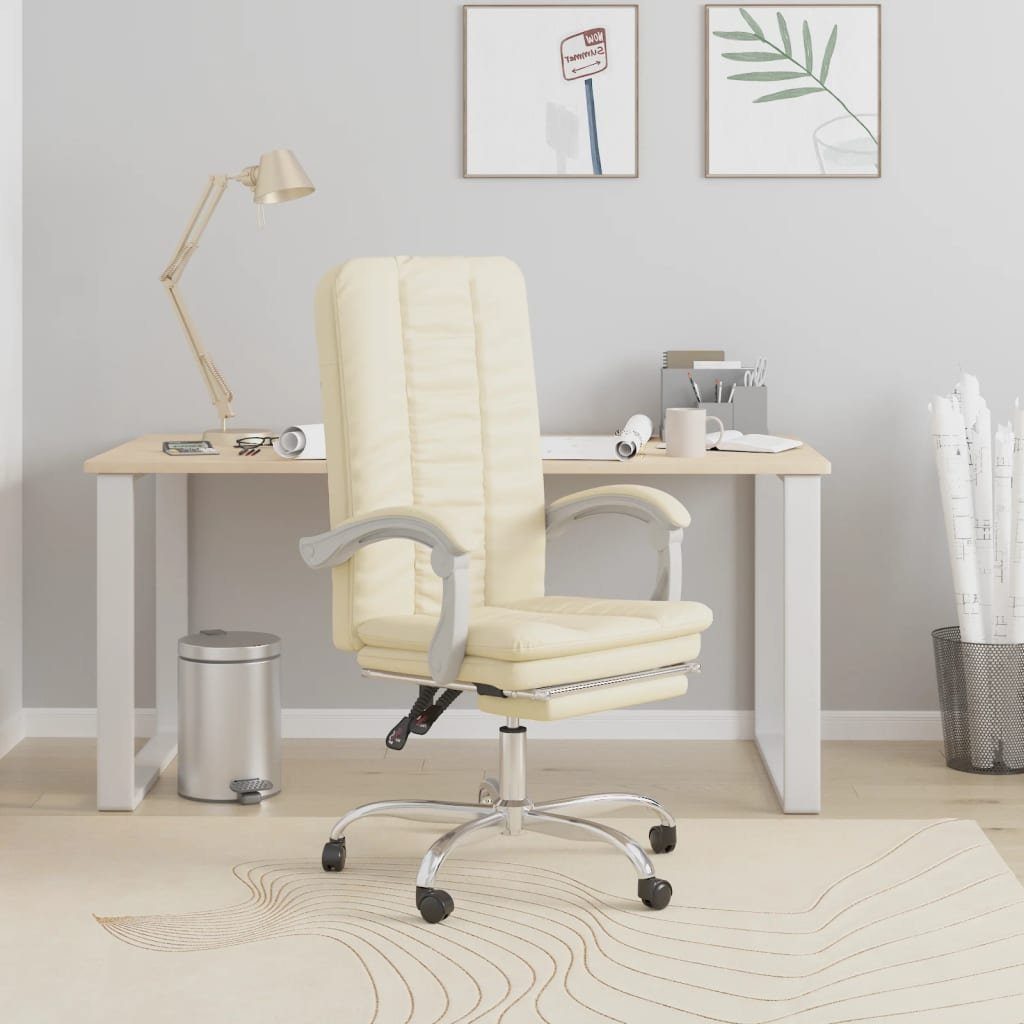 vidaXL Bürostuhl Bürostuhl mit Liegefunktion Creme Kunstleder (1 St) Creme | Creme
