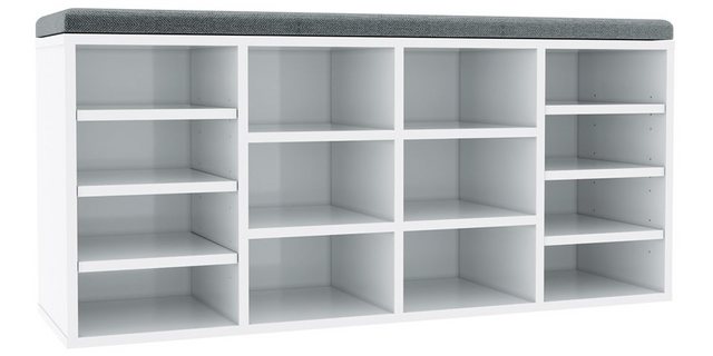 SONNI Schuhschrank “Schuhbank, weiß, Verstellbare Fächer, Sitzbank, 103.5 x 30 x 48 cm” mit Stauraum, mit Sitzkissen