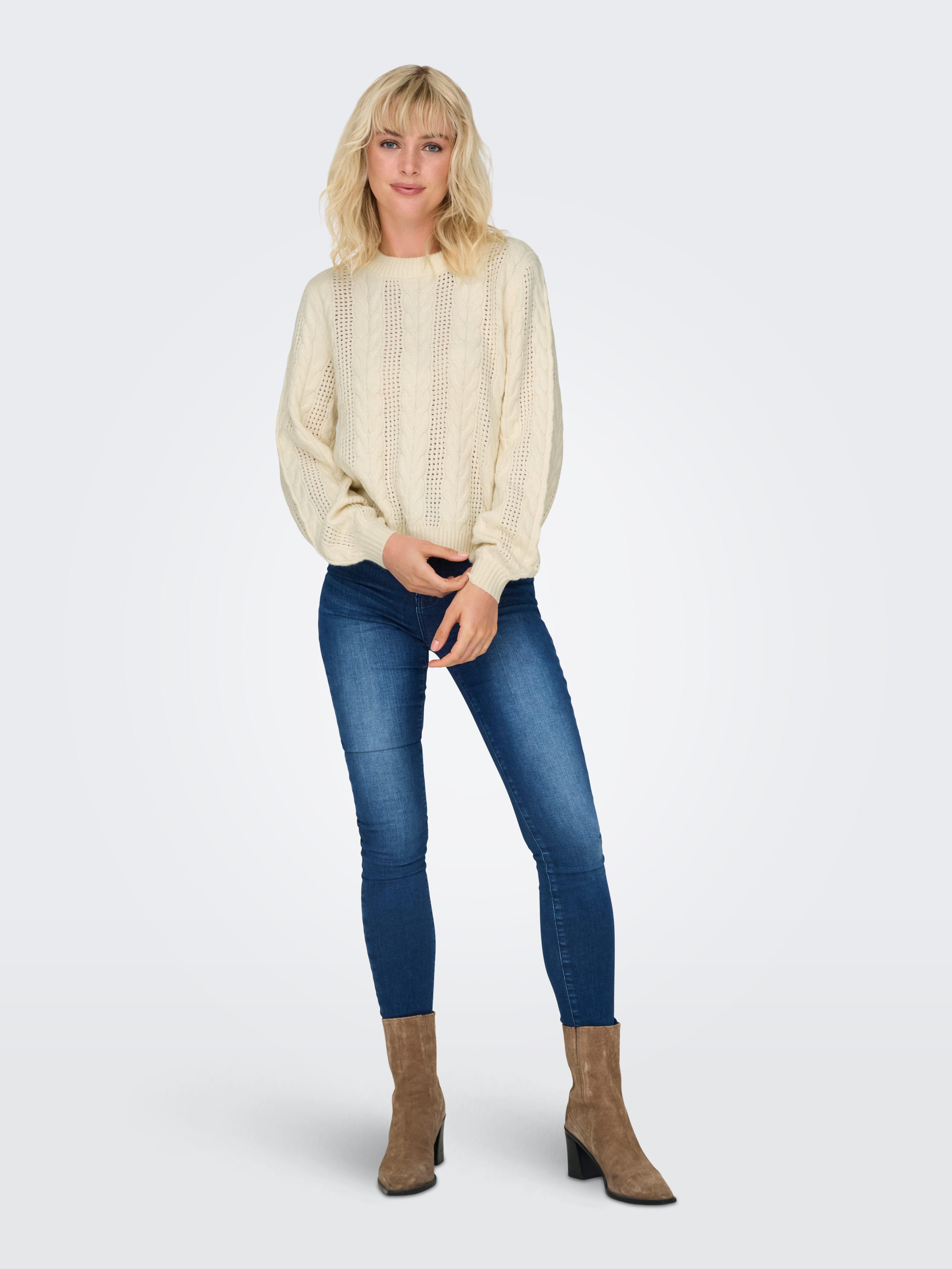 ONLY Rundhalspullover ONLRUBINA LS CABLE O-NECK KNT NOOS