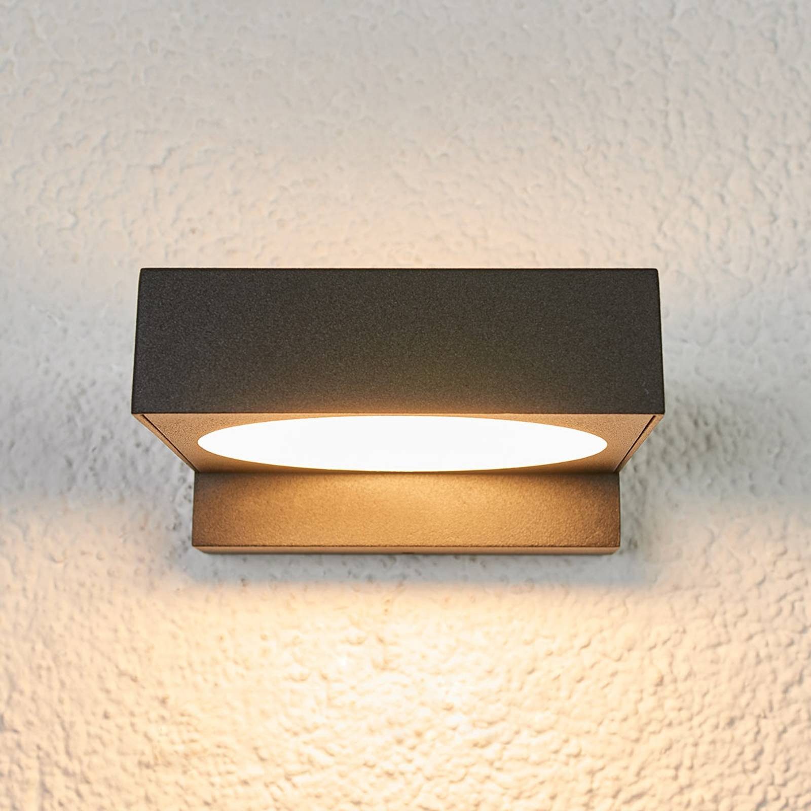 Arcchio LED Außen-Wandleuchte Natalja, LED-Leuchtmittel fest verbaut, warmweiß, Modern, Aluminium, Polycarbonat, Schwarz, weiß, 1 flammig, inkl.