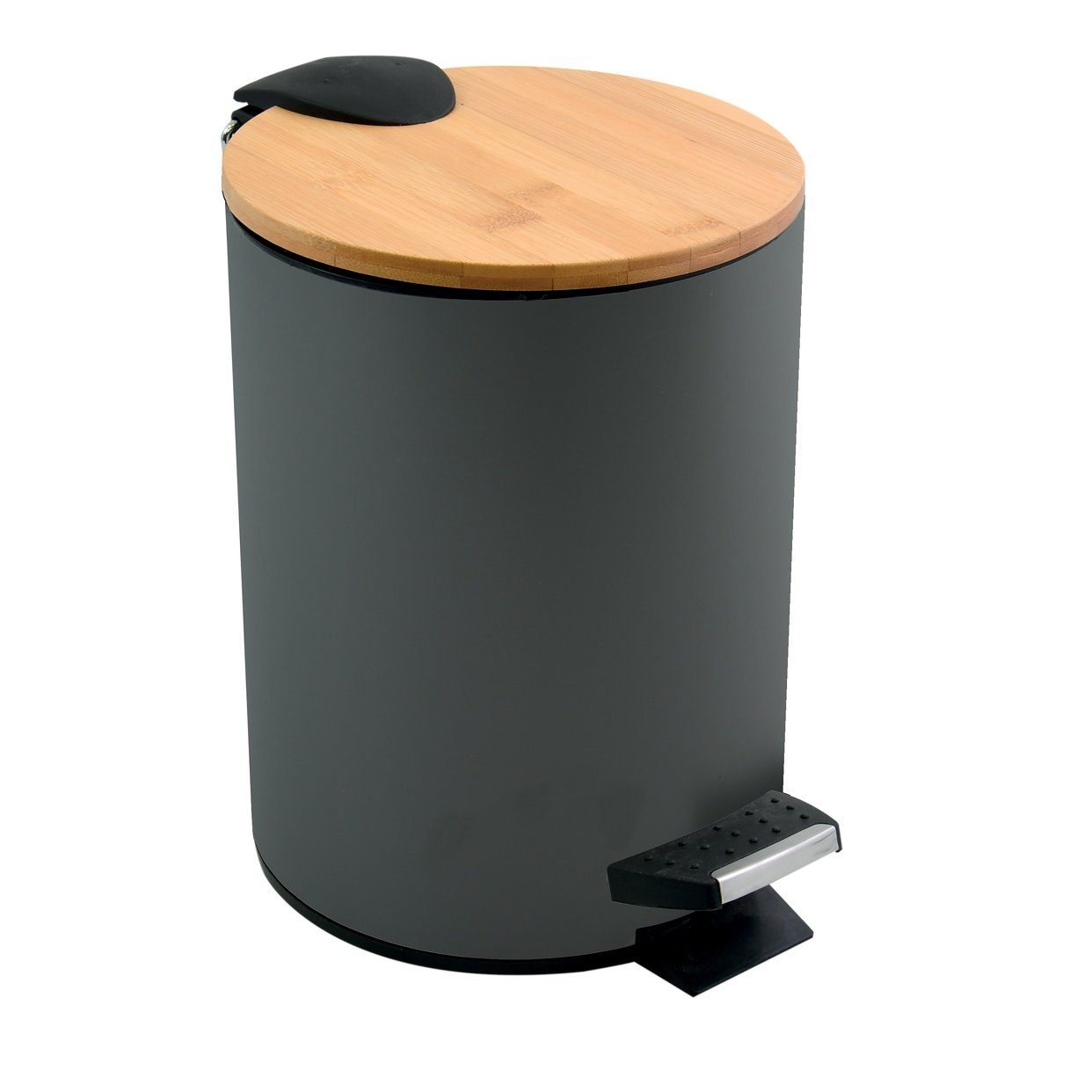Kosmetikeimer ADONIS, Treteimer mit Softclose-Absenkautomatik, herausnehmbarem Inneneimer, Anti-Fingerprint-Beschichtung, matt satiniert, 3L, anthrazit grau matt