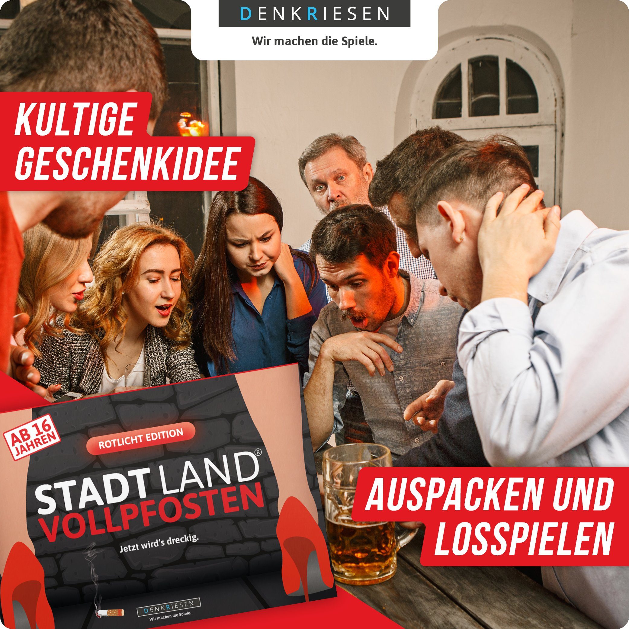 Denkriesen Spiel, Jahren LAND - STADT 16 Rotlicht Edition, VOLLPFOSTEN ab