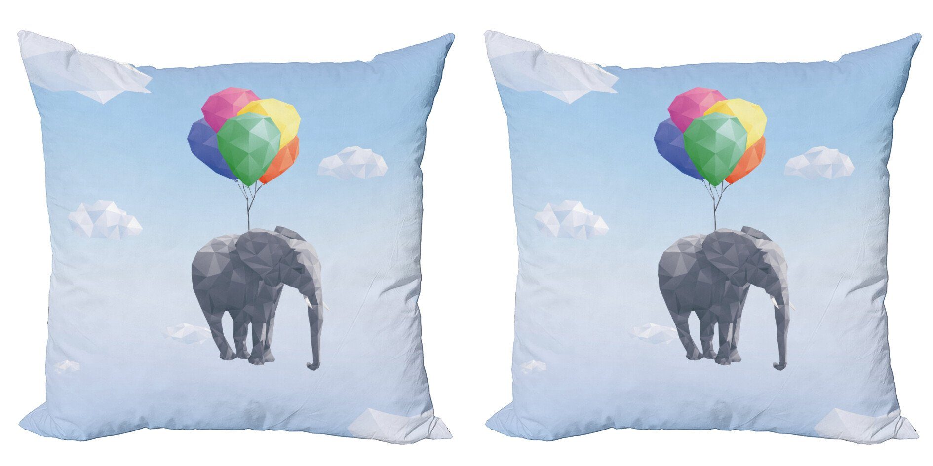 Kissenbezüge Modern Accent Doppelseitiger (2 Elephant Sky Digitaldruck, Baloons Stück), Abakuhaus Art Tier