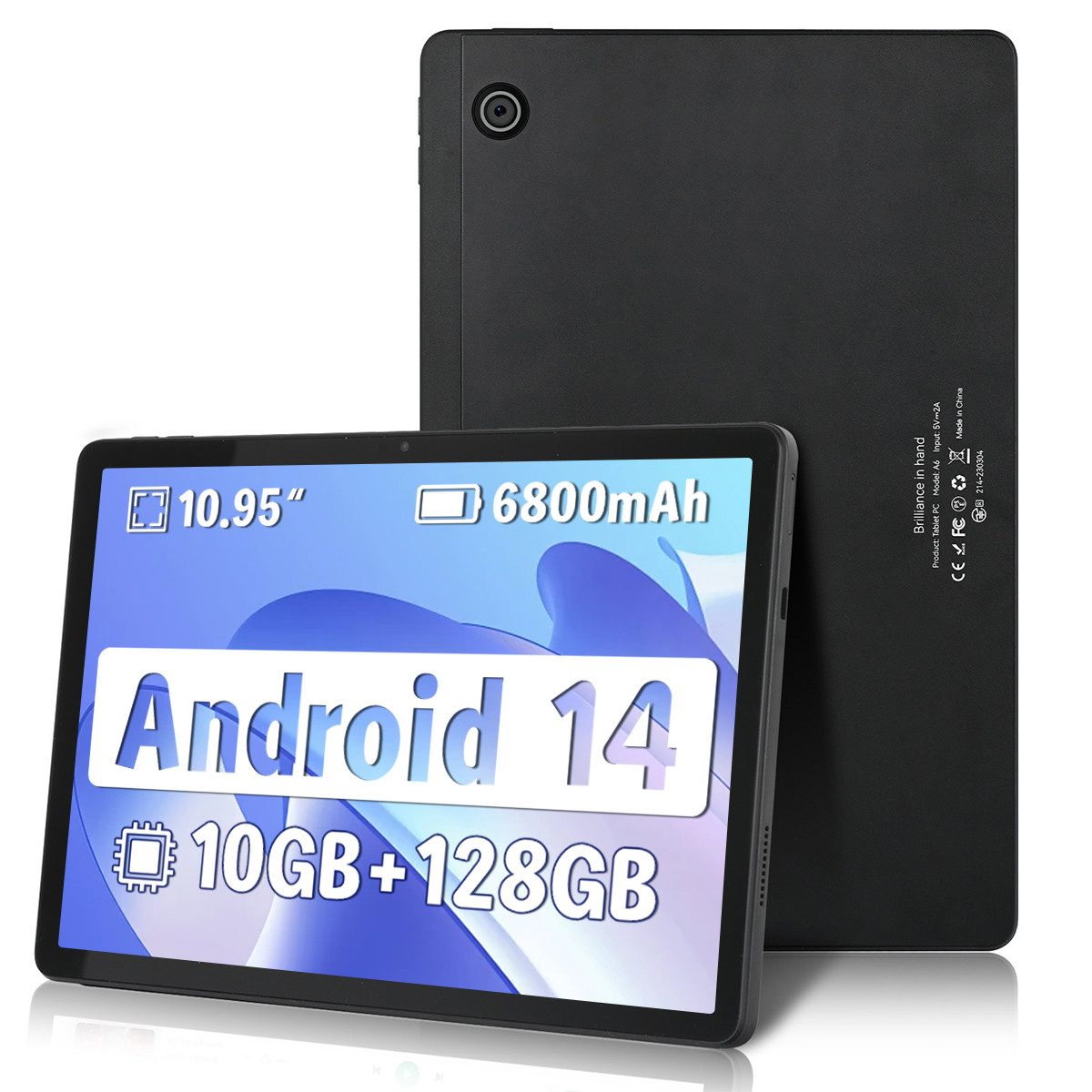 Happybe 11 Zoll Octa-Core 5G WiFi 10GB RAM 128GB ROM 1280x800 IPS 6800mAh Tablet (11", 128 GB)
