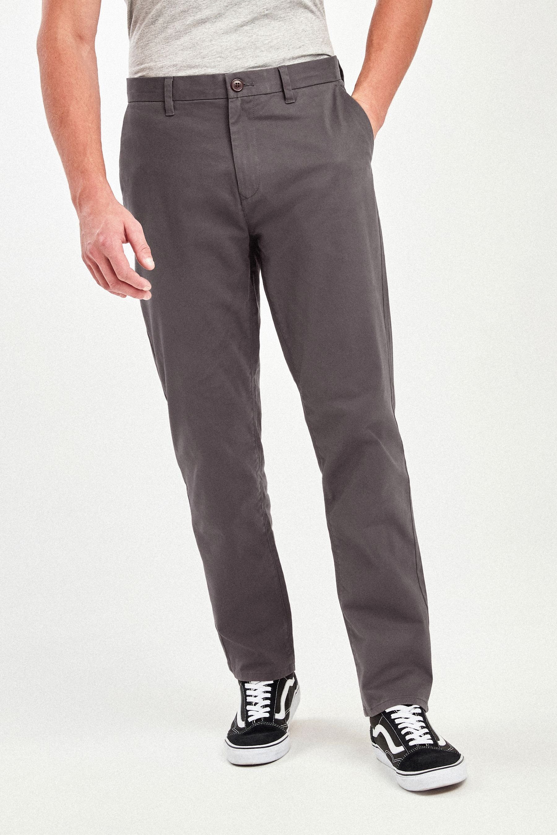 Stretch-Chinohose Dark Next Fit Chinohose (1-tlg) Grey Relaxed