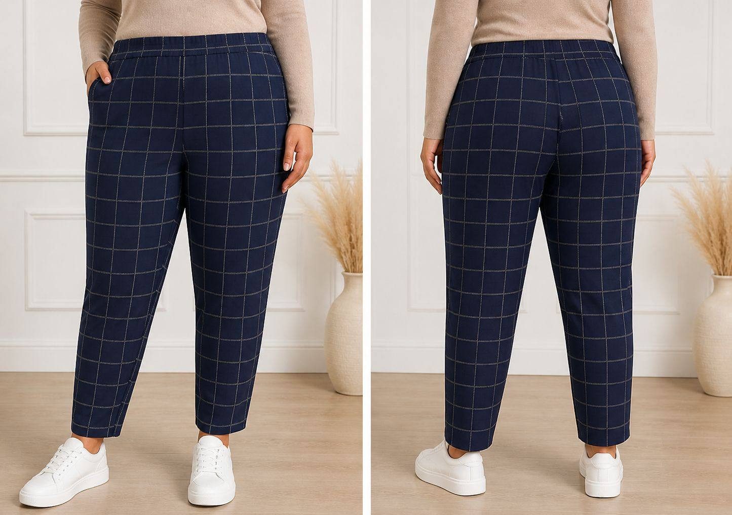 UP2FASHION Jogger Pants Up2Fashion Plus Size Damen Joggpants bequme Hose Dunkelblau 56-58 (Einzelartikel, 1-tlg) Tapered Fit & elastischer Bund