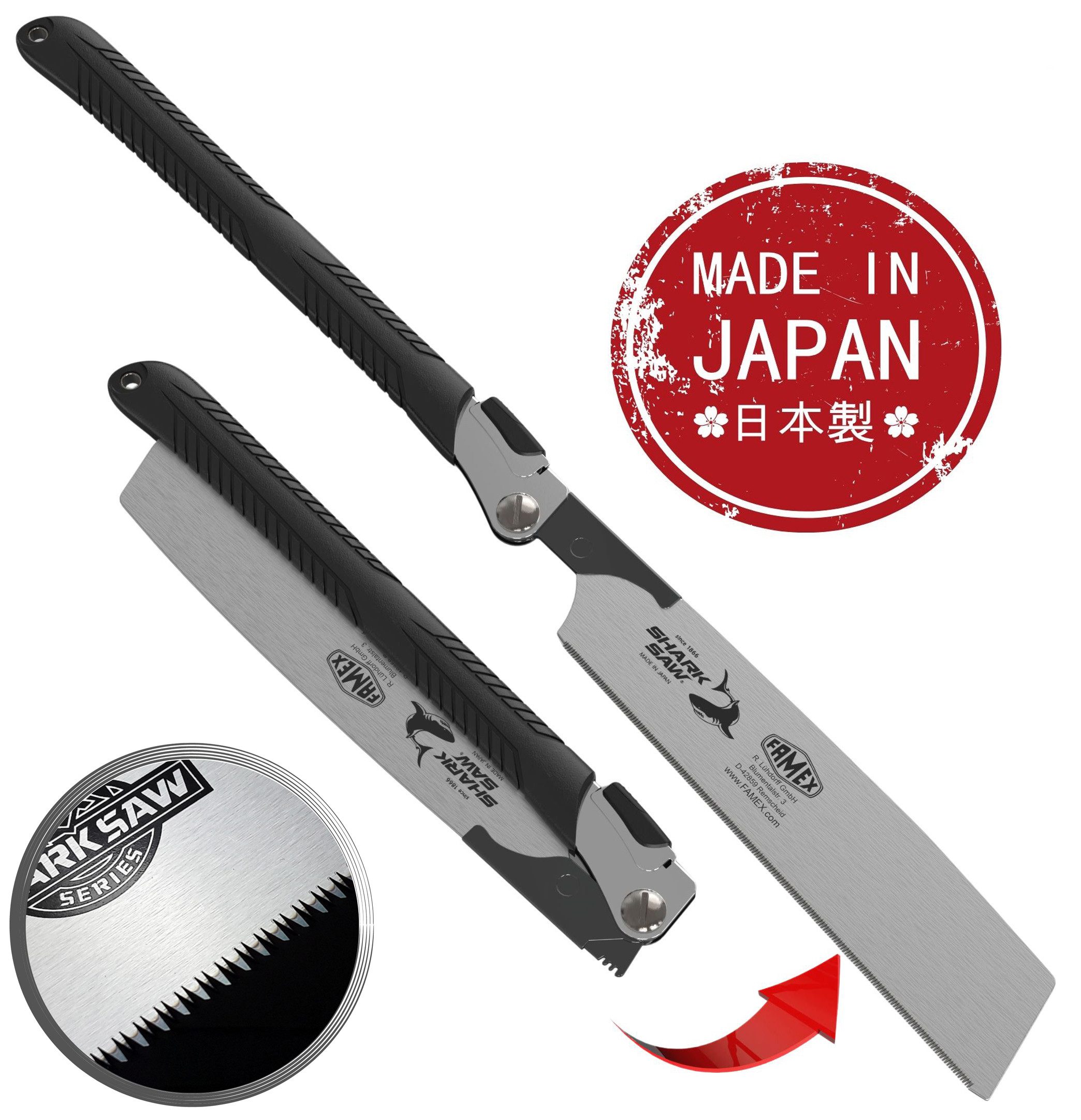 FAMEX Japansäge 5525 Profi Klappsäge 265mm (Handsäge), Made in Japan, 15 TPI, fein