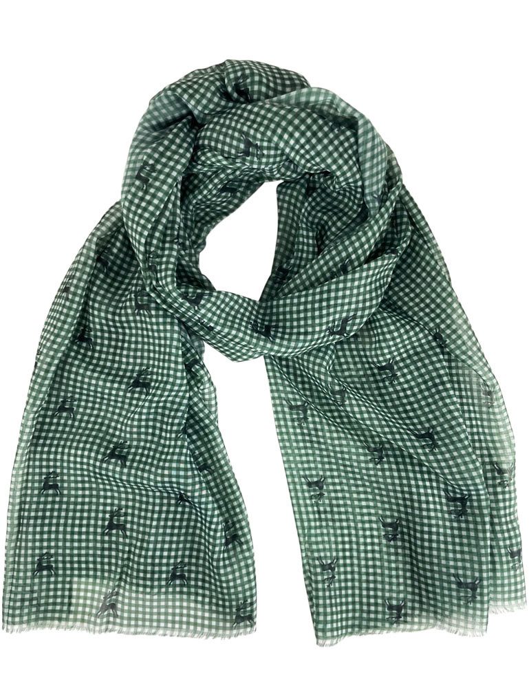 Trachtenland Schal Trachtenland Halstuch - Kariert Hirschmotiv 185x70 cm