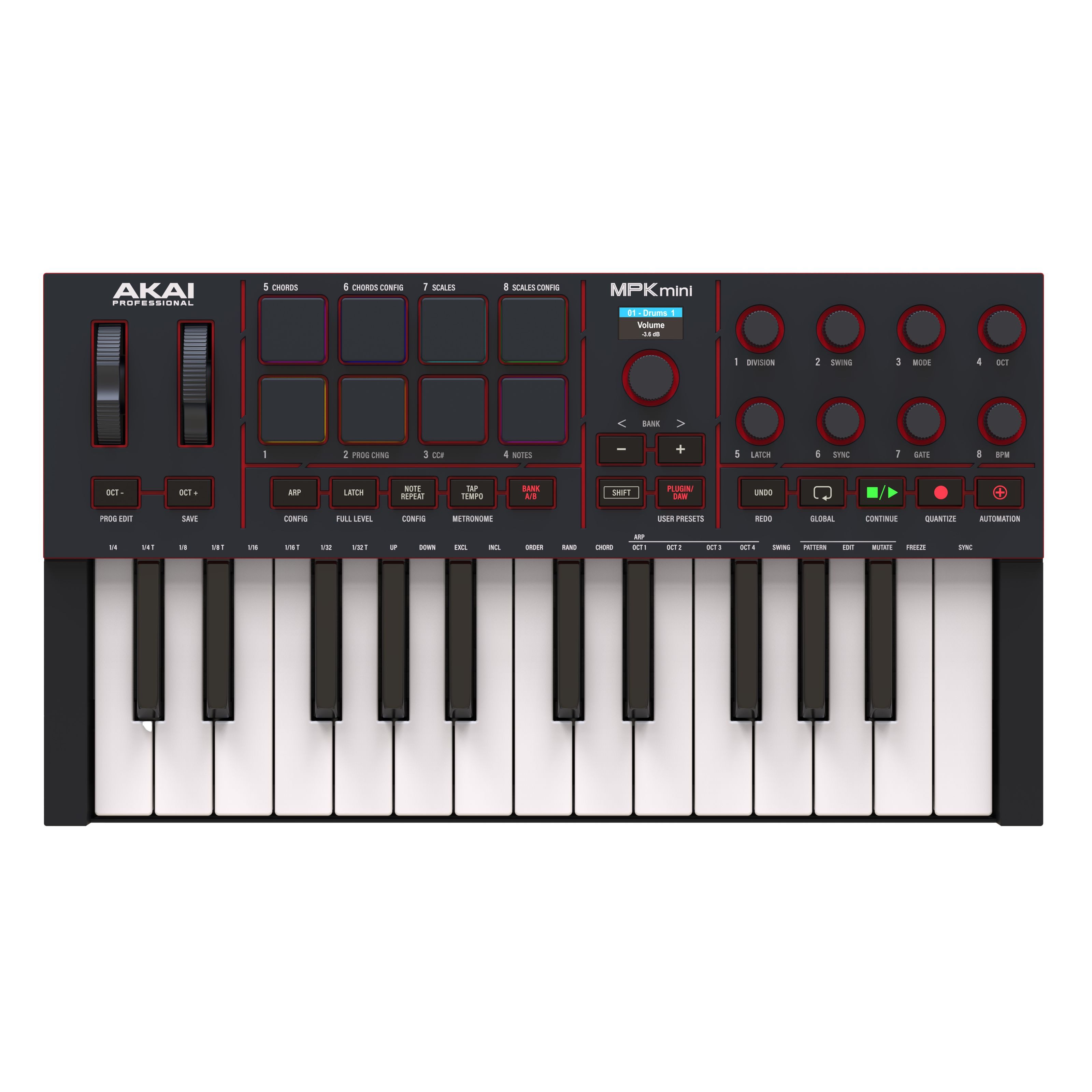 Akai Masterkeyboard (Masterkeyboards, MIDI-Keyboard mini), MPK mini IV Black - Midi Keyboard