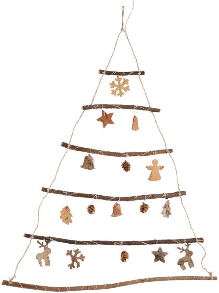 Schneider LED Baum Tannenbaum, Weihnachtsdeko, LED fest integriert, Warmweiß,  Wanddeko aus Holz mit 75 warmweißen LEDs, Höhe ca. 80 cm