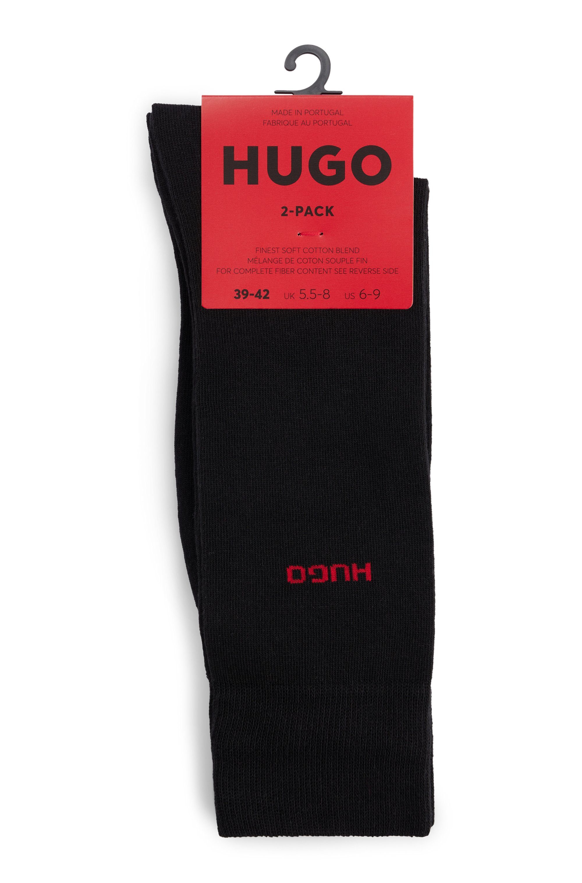 HUGO Businesssocken 2P RS UNI CC (Packung, 2-Paar, 2er Pack) mit kontrastfarbenem HUGO Logo-Schriftzug