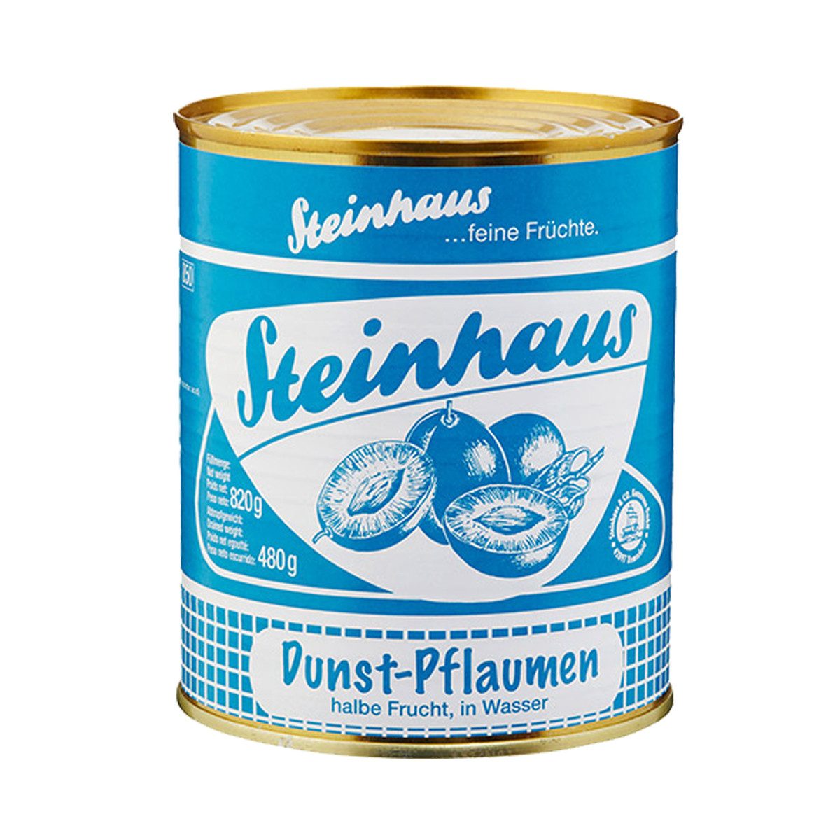 Steinhaus Obstkonserve, Steinhaus Dunst Pflaumen feine Früchte Pflaumen im Wasser 850ml
