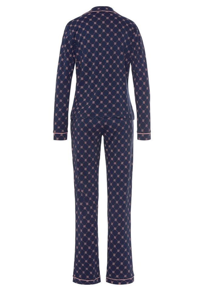 s.Oliver Pyjama (3 tlg) mit Schlafmaske im Set, Weiche Single  Jersey-Qualität aus Baumwollmischung