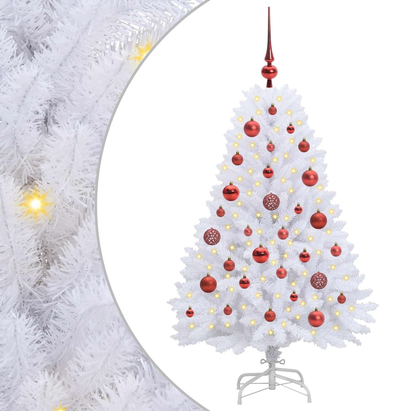 vidaXL Künstlicher Weihnachtsbaum Künstlicher klappbarer Weihnachtsbaum Weiß 120 cm PVC und Stahl