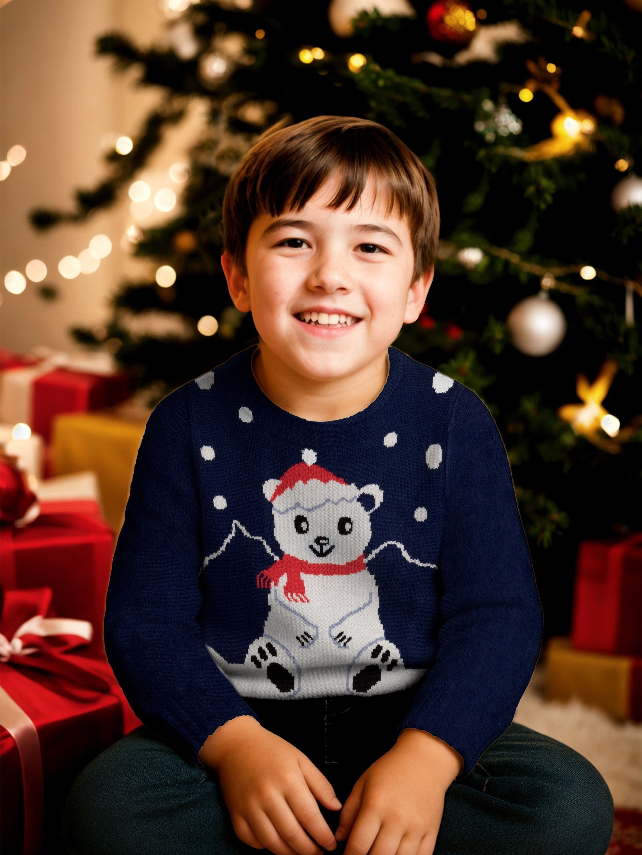 United Labels® Weihnachtspullover Eisbär mit Mütze - Winterpullover - Ugly Sweater
