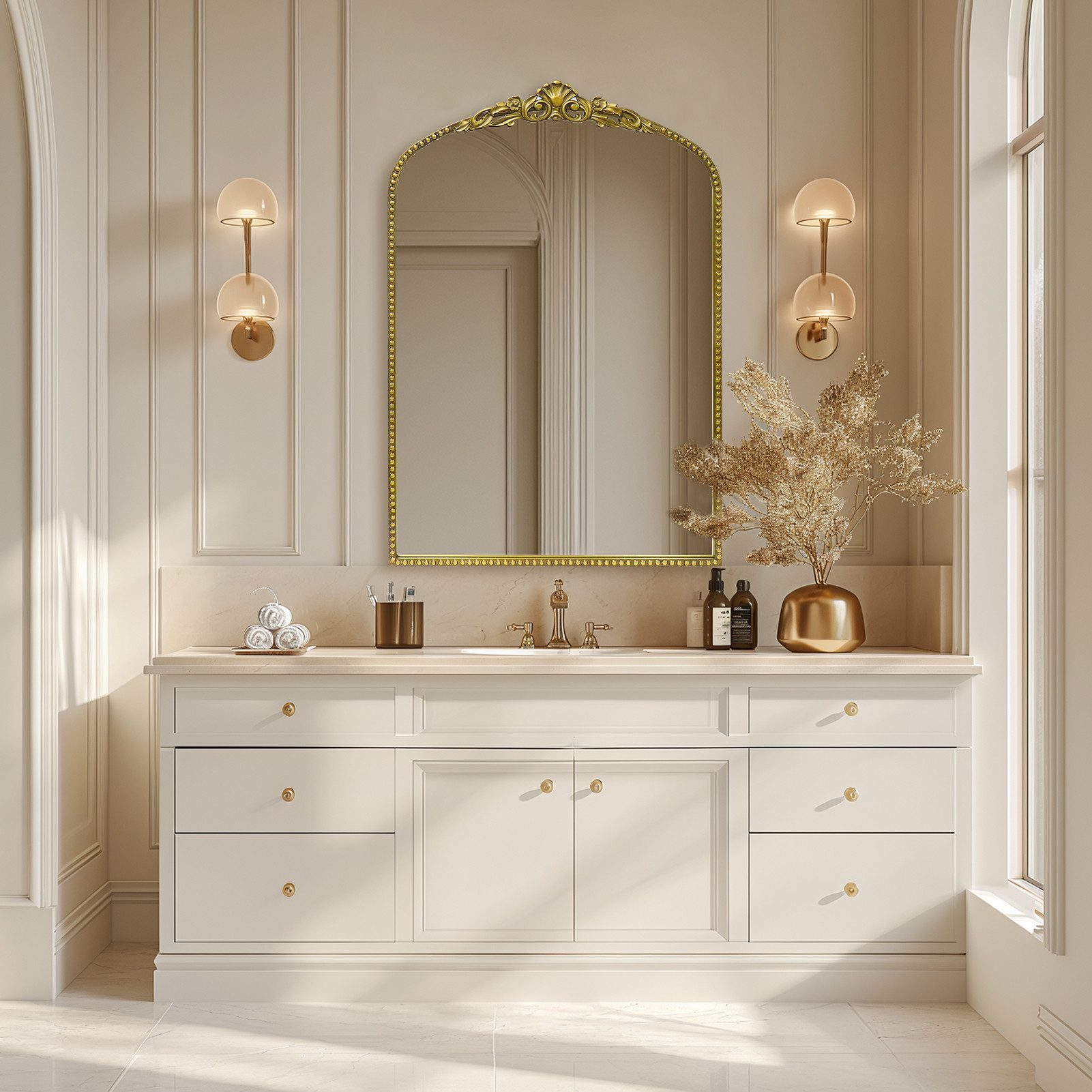 G-LEAF Spiegel Antiker Spiegel im Barockstil mit Metallrahmen von Perlenver günstig online kaufen