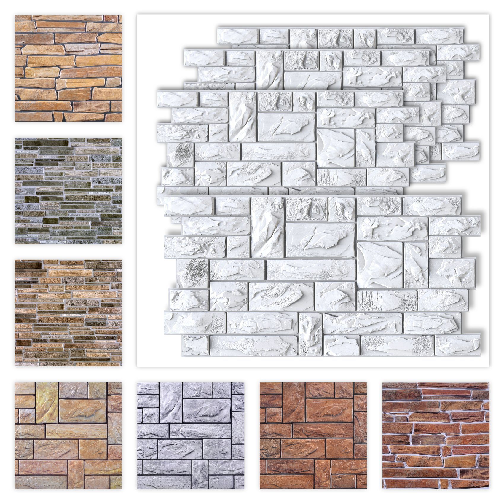 Regul Wanddekoobjekt 53914 (Dekorplatten aus PVC - Dekorative Wandpaneele mit 3D Look als Wandverkleidung - Stein Optik (1 Paneel) Steinwand Imitat wasserfest bricks)