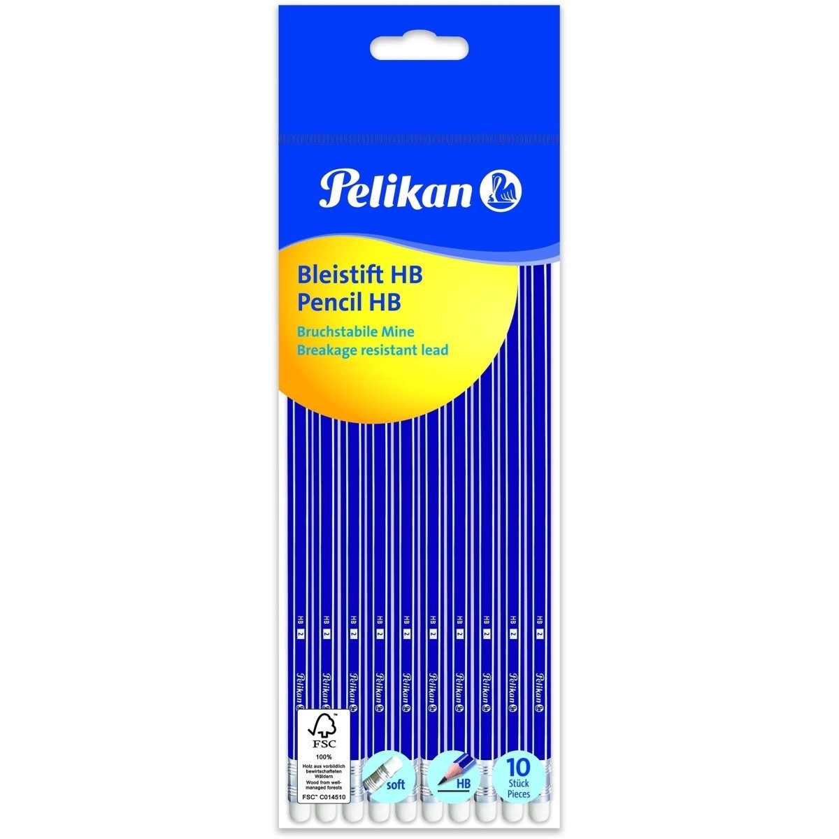 Pelikan Bleistift Bleistift HB sechskant mit Tipradierer VE=10 Stück